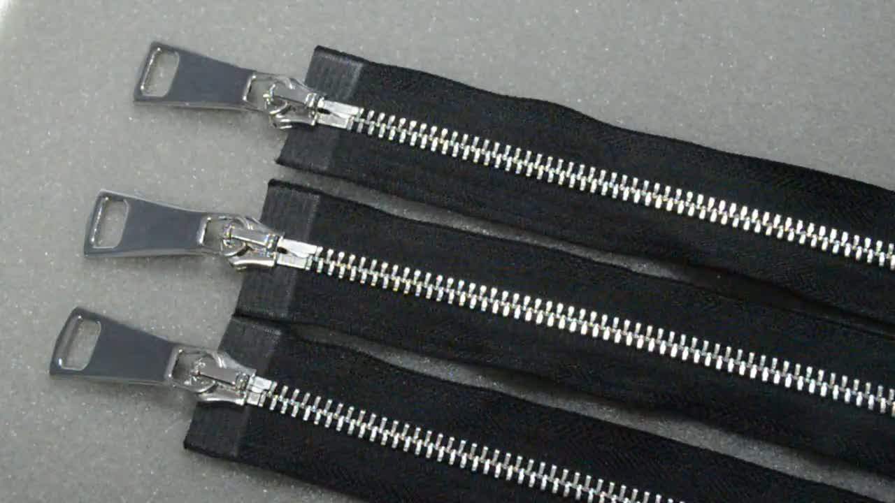 8 Double Head Two Sided Zipper With Platinum Color Teeth Two Way