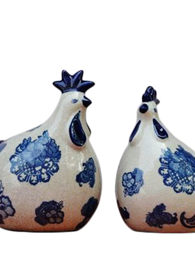 陶瓷生肖鸡茶室博古架样板房软装