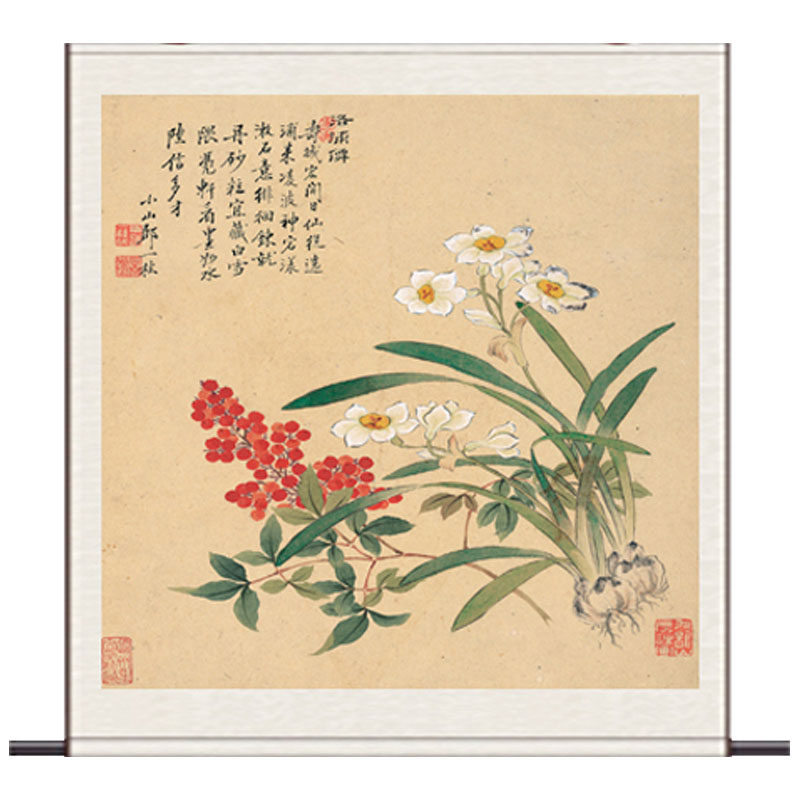名家花鸟动物画马图兔子蛇画风水挂画梅花寿桃斗方卷轴画丝绸礼品
