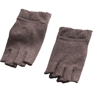 春秋冬季女开车薄款露指漏指半指防晒手套棉可爱冬天学生写字保暖