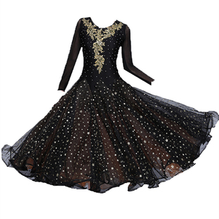 亮片新款摩登舞演出服装 交谊舞华尔兹舞裙长款舞裙 可以定制国标