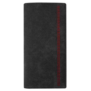 Alcantara翻毛皮男士长款对折钱包真皮简约超薄青年钱夹软钱包男