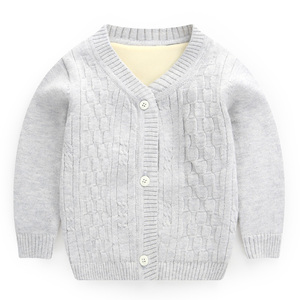 婴儿毛衣开衫男女春秋童装宝宝纯棉针织衫v领新生儿毛线加绒外套