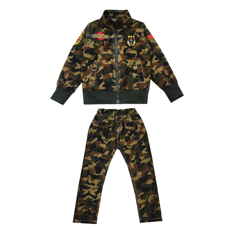 儿童迷彩服套装春装帅气纯棉修身小孩男女童幼儿学生军训服特种兵
