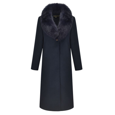 狐狸秋冬新款胖mm毛呢羊绒大衣