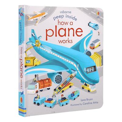 Usbrone旗舰店 原版英文 Peep Inside How A Plane Works 尤斯伯恩偷偷看翻翻书:飞机的工作原理 洞洞书纸板书2-6岁