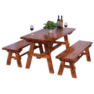 花园户外桌椅餐桌庭院休闲桌子实木碳化防腐木桌椅酒吧桌凳组合