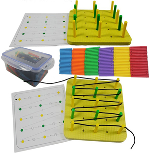 幼儿童智力板组合早教玩具彩色绕珠积木园益智穿插树桩工作卡热卖