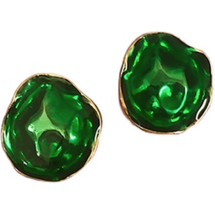 Queen绿野仙踪仿绿宝石耳钉 复古女郎主题酒会耳饰欧美仙女礼物