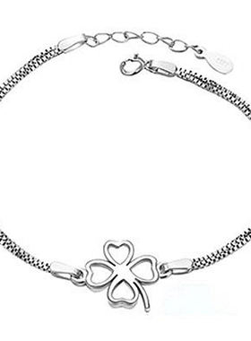 纯银原创韩版四叶草心扉配饰手链