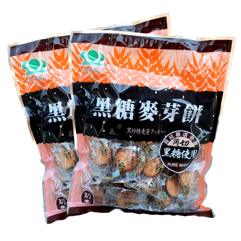 台湾升田黑糖麦芽饼进口焦糖夹心