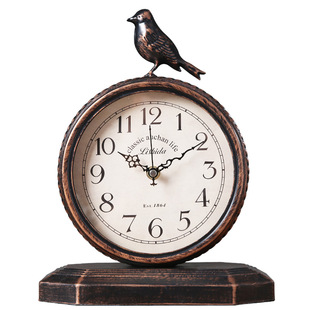 中古复古座钟客厅高级钟表摆件桌面美式轻奢摆钟台式台钟时钟新款