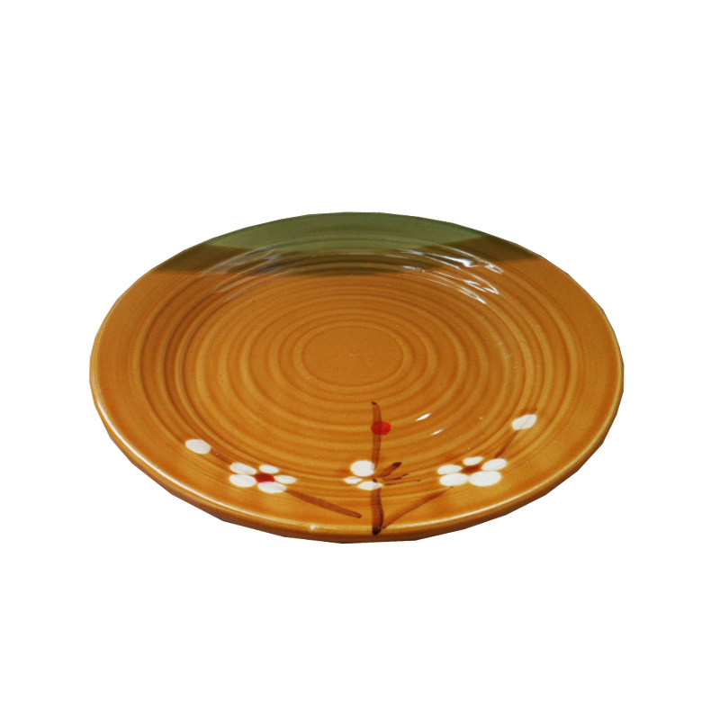 特色复古咖啡碟土陶瓷平盘糕点坚果盘圆盘口碟骨碟餐盘餐厅饭店碟