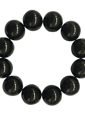 天然黑玛瑙手链男女士款单圈水晶圆珠佛珠手串情侣手链16-20mm