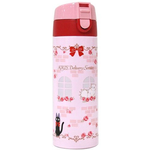 现货正版日本魔女宅急便不锈钢保温水杯子瓶冷暖水壶粉色黑猫吉吉