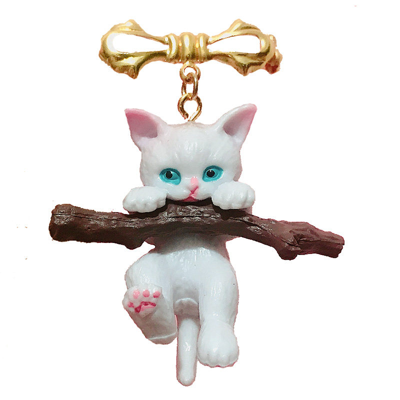 抱树枝的小猫咪猫猫立体胸针 立体徽章胸章 鞋包包配饰