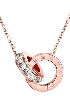 韩国镀金18k玫瑰金女双环短款