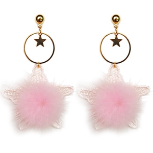 显脸瘦的毛绒耳环韩国毛毛球气质花朵仙气耳坠长款吊坠超仙清新女