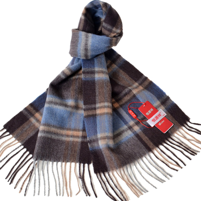 恒源祥纯羊毛男士情侣格子围巾