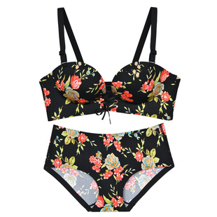 拉b无痕无钢圈文胸拉绳绑带聚拢调整型收副乳性感豹纹女内衣套装