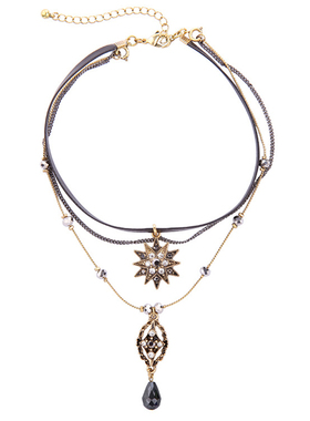 欧美复古多层星星水滴宴会吊坠