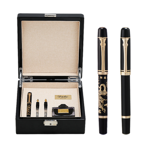 Duke/公爵旗舰店德国重手感金属笔成人明尖商务办公送礼美工笔钢笔弯头龙笔木质礼盒墨水钢笔男士高档中国风