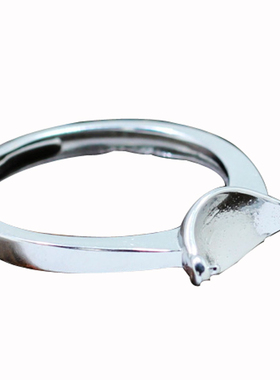 纯银戒指空托可旋转珠子DIY