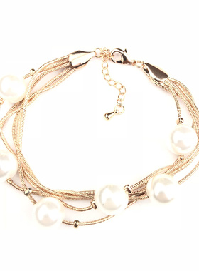 韩国串珠玫瑰金色百搭甜美风手链