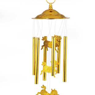 厚德居 铜风铃门挂饰 六管麒麟金属铜铃铛