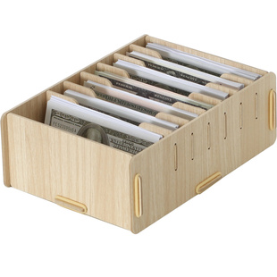 零钱收纳盒放钱收纸币的装现金钱匣子分格钱盒收银盒子格子收钱盒