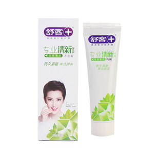 包装微瑕saky舒客专效清新绿茶清爽水晶膏体牙膏210g清新口气口臭