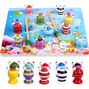 3D立体木制小猫钓鱼玩具 宝宝益智木质磁性套装儿童玩具1-2-3岁