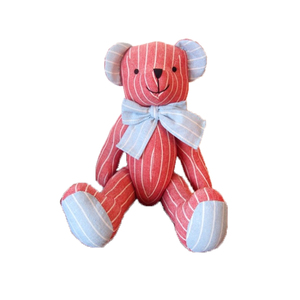 红色条纹麻布关节泰迪熊布艺玩具娃娃 儿童玩偶礼物送女友生日