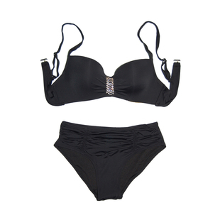 聚拢钢托双肩带大胸黑温泉比基尼钢圈收副乳bikini性感比坚尼泳装