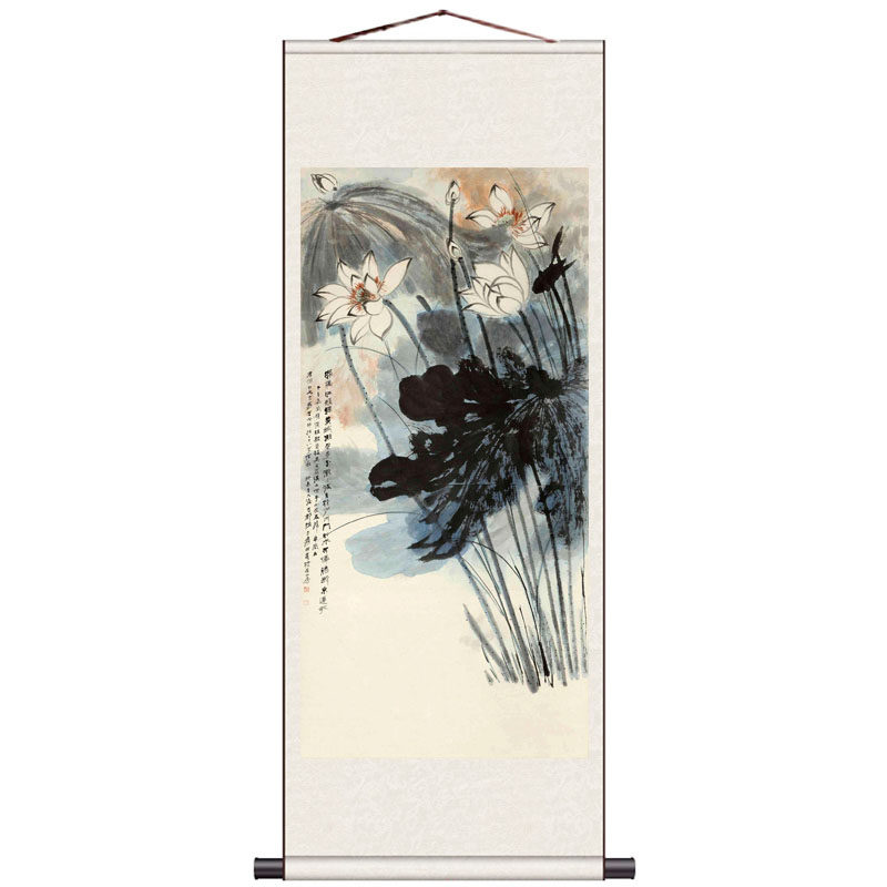 牡丹蝴蝶荷花国画卷轴挂画雪涛国画花鸟画孔雀富贵吉祥装饰风水画