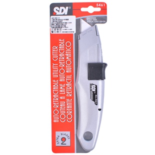 SDI手牌安全刀开箱美工刀自动回弹伸缩壁纸刀工业级合金梯型裁纸刀重型刀架5461