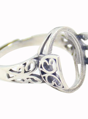 diy纯银复古万能镶嵌戒指空托