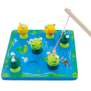 木制3D立体磁性钓青蛙亲子钓鱼游戏儿童益智早教玩具宝宝手眼协调