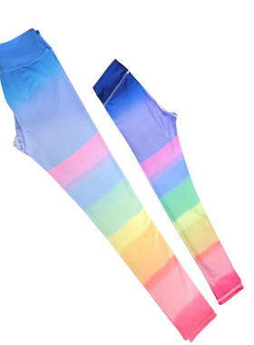 儿童亲子瑜伽服母女孩七彩虹色