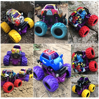 新合金惯性宝宝工程车回力越野模型儿童巴士怪兽玩具小汽车男孩3