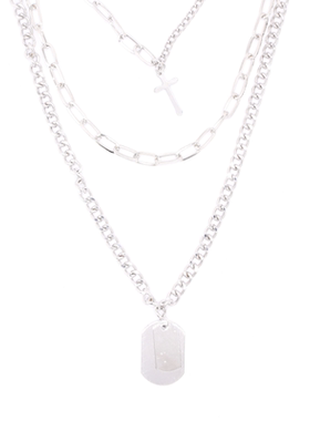 日韩风蹦迪多层十字架吊牌项链