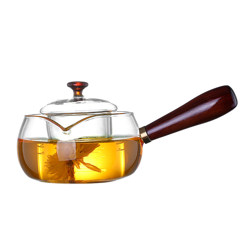 侧把养生带过滤玻璃茶壶耐高温