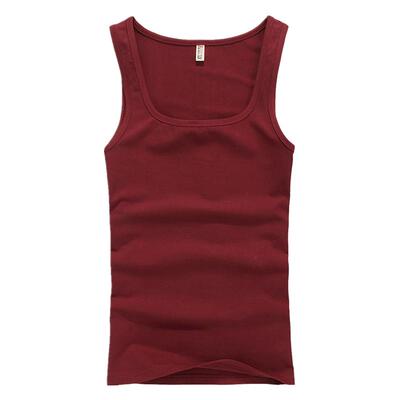 方领白色背心纯棉紧身夏季续点