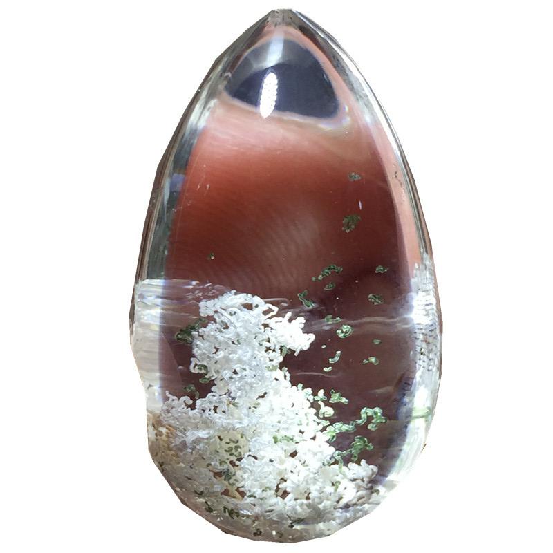 纯天然水晶四季花幽灵吊坠绿幽灵聚宝盆挂坠一物一图水滴蛋面包