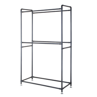 双杆式不锈钢晾衣架卧室双层挂衣架衣帽间落地上下双杠晾晒架热卖