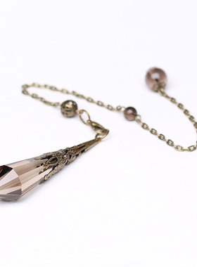 天然茶水晶灵摆吊坠项链情侣