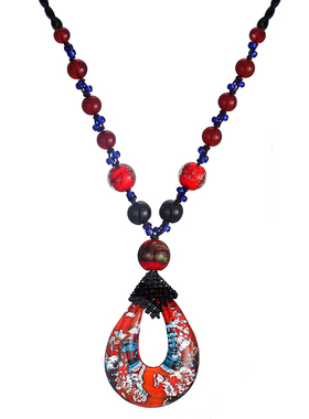 大气装饰品民族风水滴琉璃毛衣链