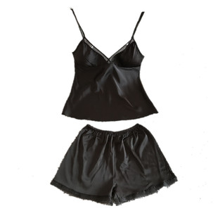 性感诱惑睡衣女夏胸垫吊带短裤两件套冰丝绸多色家居服套装包邮