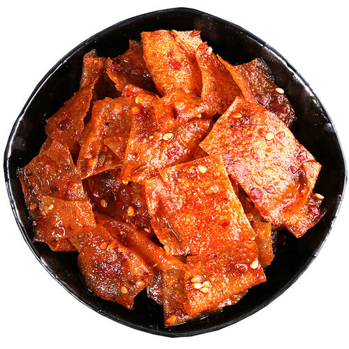 湖南特产自制香辣豆皮辣条片80后麻辣小吃豆干散装零食4包共500g