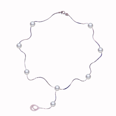 项链925纯银流苏天然淡水珍珠